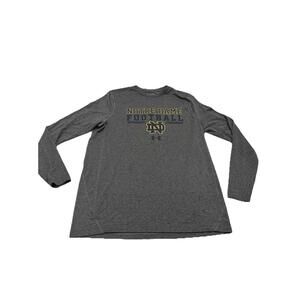 Unisex Under Armour Notre Dame Football Long Sleeve Tee In Grey Size M Loose Fit
